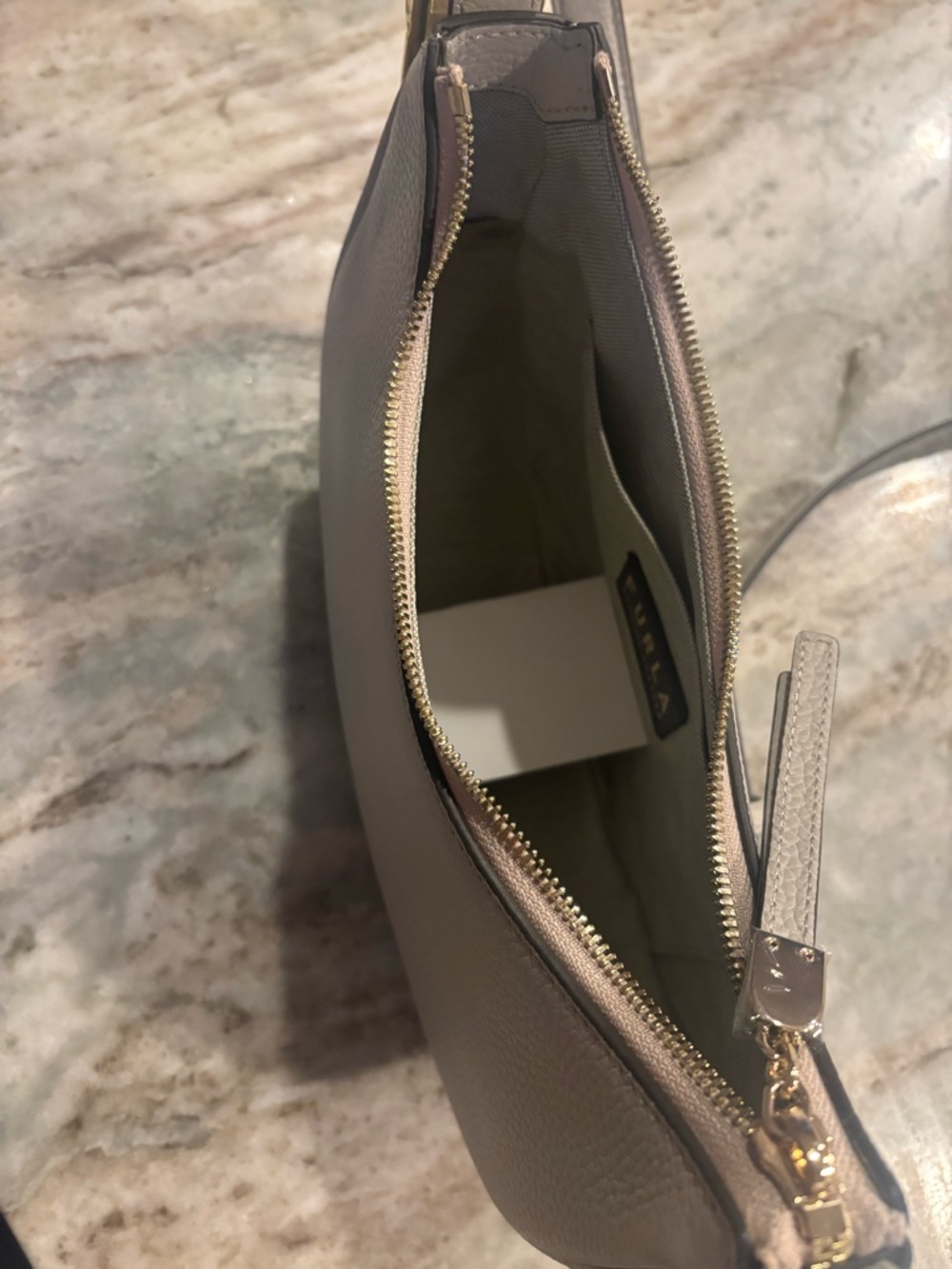 Furla Pebbled Leather Crossbody in Light Beige - Picture 2 of 4